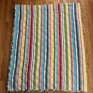 Pottery Barn Vibrant Stripes Queen Quilt Set